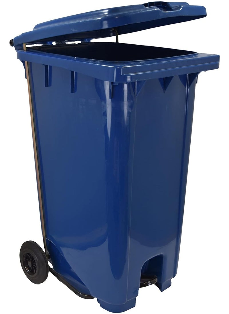 Festive Gallery Heavy Duty Plastic Garbage Bin 120 Litre with Wheel and Pedal -Kitchen and Outdoor Recycle Trash Can, Large Industrial Waste Bin (Blue)  - Image 4