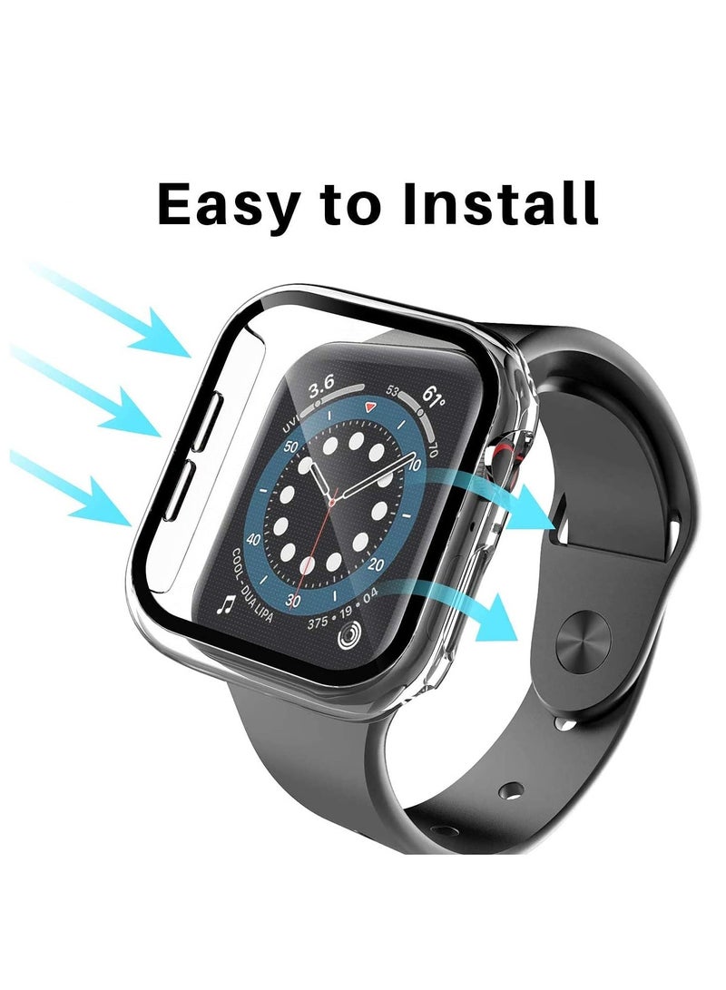 TYCOM Case Compatible With Apple Watch Series 6 5 and 4 44mm With Built in Tempered Glass Screen Protector All Around Hard Pc Case Overall Protective Cover Clear 40mm - Image 4