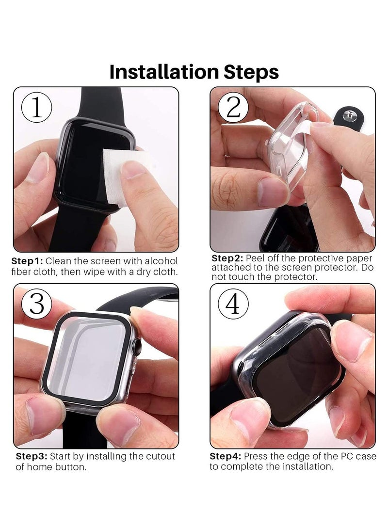 TYCOM Case Compatible With Apple Watch Series 6 5 and 4 44mm With Built in Tempered Glass Screen Protector All Around Hard Pc Case Overall Protective Cover Clear 40mm - Image 2