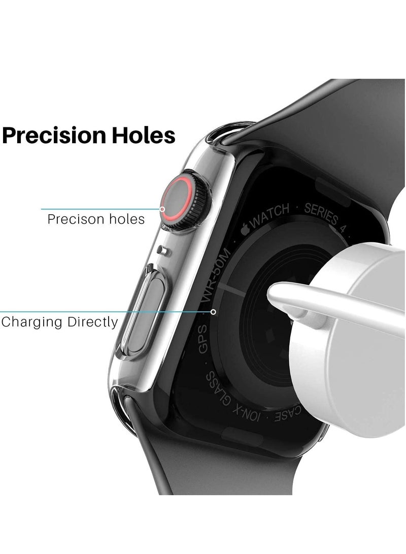 TYCOM Case Compatible With Apple Watch Series 6 5 and 4 44mm With Built in Tempered Glass Screen Protector All Around Hard Pc Case Overall Protective Cover Clear 40mm - Image 5