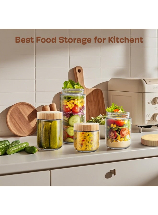 Bukela 4 Pack 10oz Overnight Oats Containers with Bamboo Lids, Glass Jars with Airtight Lids for Meal Prep, Wide Mouth  Salad Jars, Glass Food Storage Container for Yogurt Chia Snacks Spice Sugar - Image 5