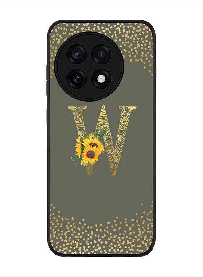 Stylizedd For OnePlus 13R / Ace 5 Pro Case,Slim fit Camera Protection, Shockproof Thin Phone cover  - Custom Floral Monogram - W  (Olive Green )