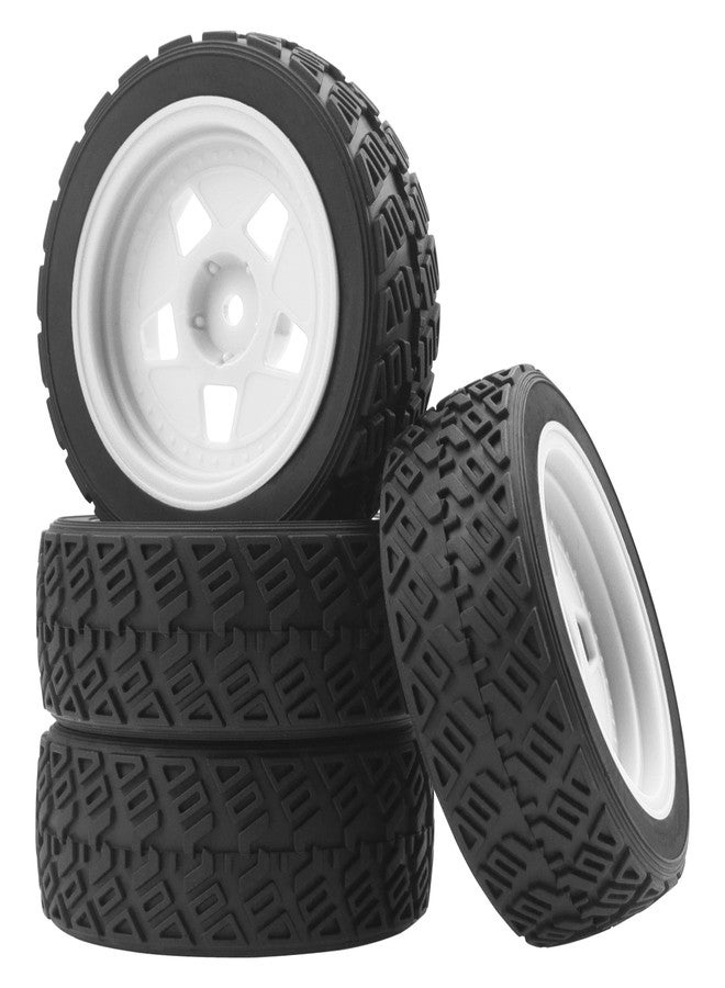 Vgoohobby OD 2.8" RC 1/10 On Road Tires & Plastics Wheel Rims 12mm Hex Compatible with Tamiya TT01 HSP 94123 Traxxas 4Tec 2.0 1/10 RC On Road Racing & Touring Car (White) - Image 1