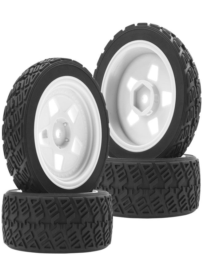 Vgoohobby OD 2.8" RC 1/10 On Road Tires & Plastics Wheel Rims 12mm Hex Compatible with Tamiya TT01 HSP 94123 Traxxas 4Tec 2.0 1/10 RC On Road Racing & Touring Car (White) - Image 2