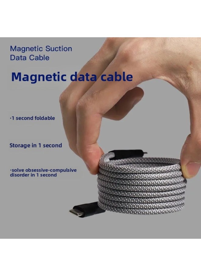 Generic - Magnetic Suction Storage Portable Magic Rope Mobile Phone Data Cable Suitable For Type-c For Iphone15PD Lengthened 2 M Charging Cable-Color:1 Meter]-Model:PD27W C- -For AppleMagnetic Black - Image 1