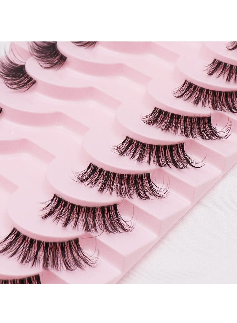 Captaintech False Eyelashes Half Fake Lashes Natural Lashes with Clear Band Handmade Soft 15mm Strip Fake Eyelashes 10 Pairs - Image 4