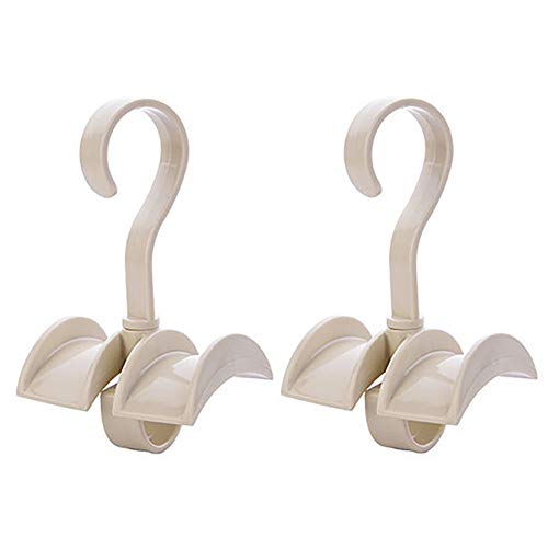 KolorFish Rotating Handbag Hanger Rack Closet Storage Organizer Hooks for Ladies Bag Belt Tie Scarf (Cream, Pack of 2) - Image 1