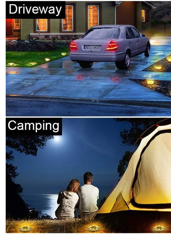 Beauenty Solar Ground Lights, IP68 Waterproof Solar Powered Disk Lights Outdoor Landscape Lights for Patio,Yard, Pathway, Walkway, Driveway,Lawn, Deck (Warm White,4 Packs)  - Image 4