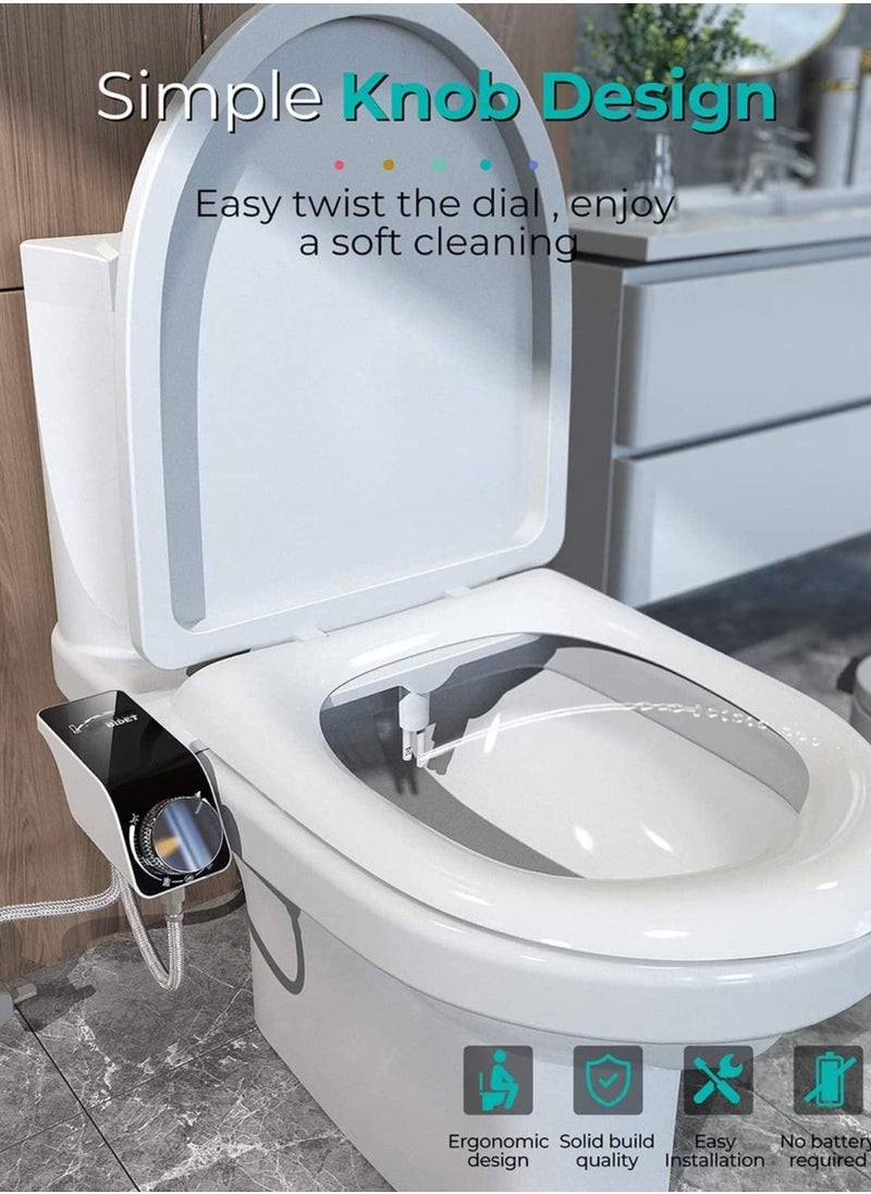 XiuWoo Bidet Attachment for Toilet Self Cleaning Dual Nozzle, Non-Electric Bidet, Warm Fresh Water Bidet Sprayer with Pressure Controls  - Image 2