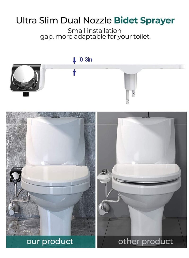 XiuWoo Bidet Attachment for Toilet Self Cleaning Dual Nozzle, Non-Electric Bidet, Warm Fresh Water Bidet Sprayer with Pressure Controls  - Image 3