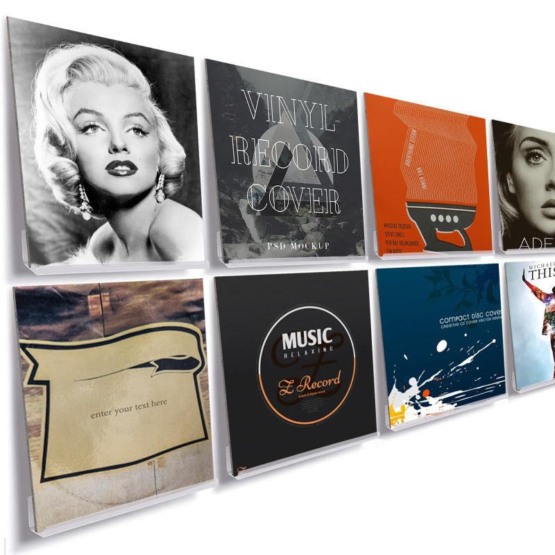 Cerpourt 8 Pack 12 Clear Acrylic Record Display Shelf  Wall Mount and Display Your Favorite LP Records in Style
