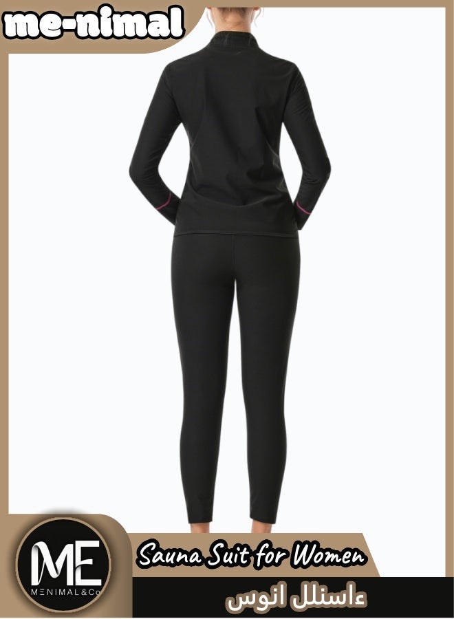 مينيمال بدلة ساونا نسائية للتعرق وفقدان الوزن - قماش عالي الجودة مع قميص طويل بأزرار وسراويل عالية الخصر - تشمل القفازات والجوارب - Image 4