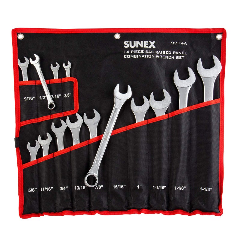 SUNEX TOOLS 9714A SAE Combination Wrench Set 14 Piece