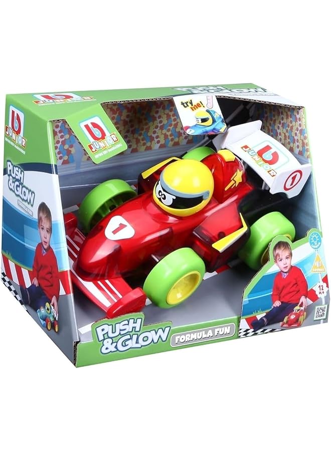 بي بي جونيور لعبة سيارة ممتعة بصيغة الدفع والتوهج باللون الأحمر - Image 1