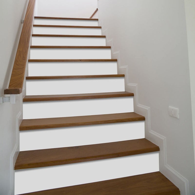 funlife 10 Strips 47.24"x7.08" Peel and Stick Stair Risers Stickers, Self Adhesive Vinyl Stair Stickers Decals, Staircase Murals Decor for Steps, Pure White - Image 1