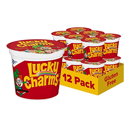 Lucky Charms with Marshmallows Breakfast Cereal Cup, Gluten Free, Single Serve Cereal, 1.7 oz (Pack of 12) - Image 1