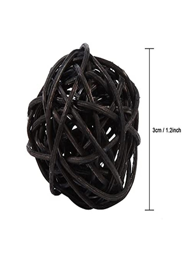 LiebeWH 20Pcs Rattan Wicker Balls Decorative Bowl Fillers Home Decor for Wedding Centerpieces Christmas Ornaments Party Crafts Decorations (Black) - Image 2