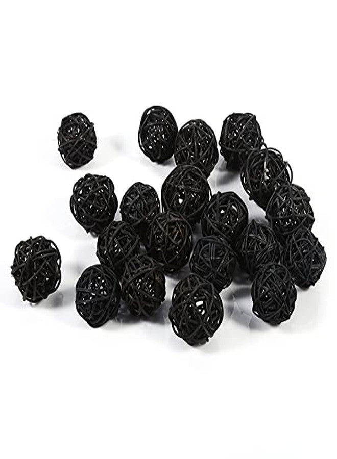 LiebeWH 20Pcs Rattan Wicker Balls Decorative Bowl Fillers Home Decor for Wedding Centerpieces Christmas Ornaments Party Crafts Decorations (Black) - Image 1