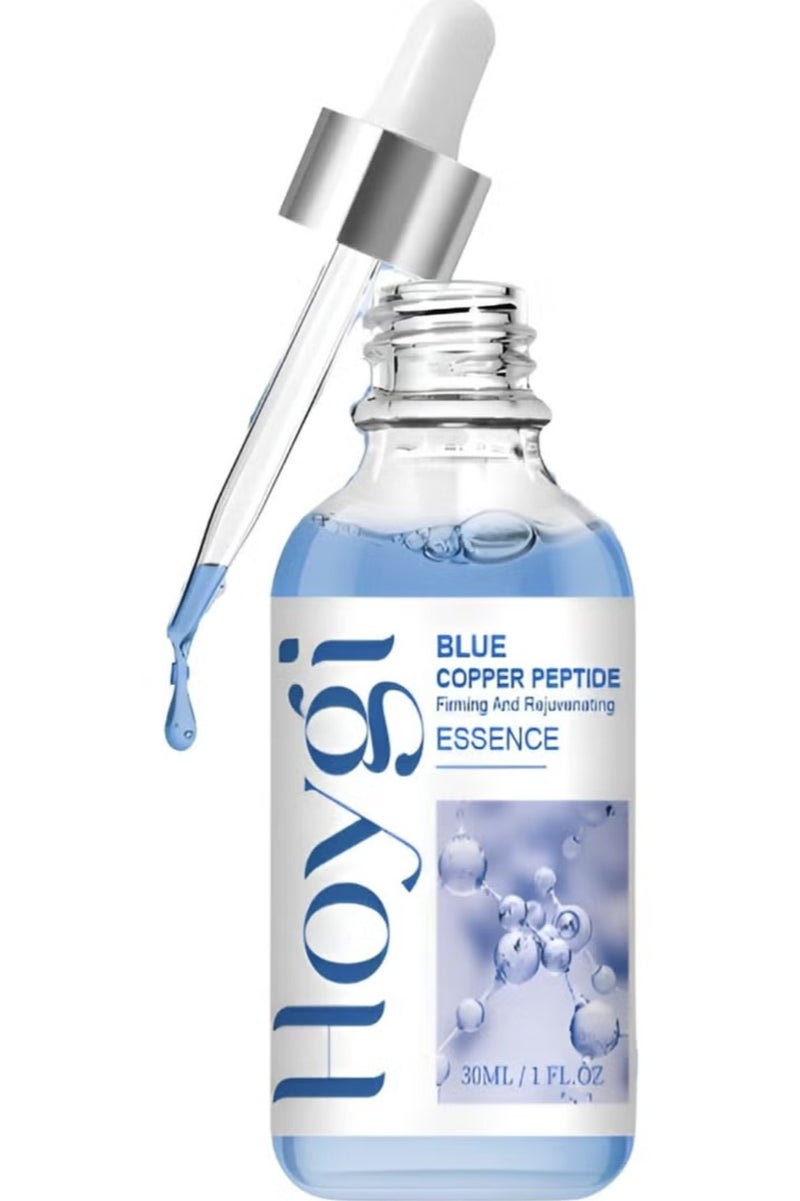 Hoygi Blue Copper Peptide Firming And Rejuvenating Essence Anti-Aging Serum 30ml - Skin Revitalizing Formula with Brightening Essence for Radiant Face Clinically Proven Wrinkle Reduction - Image 1