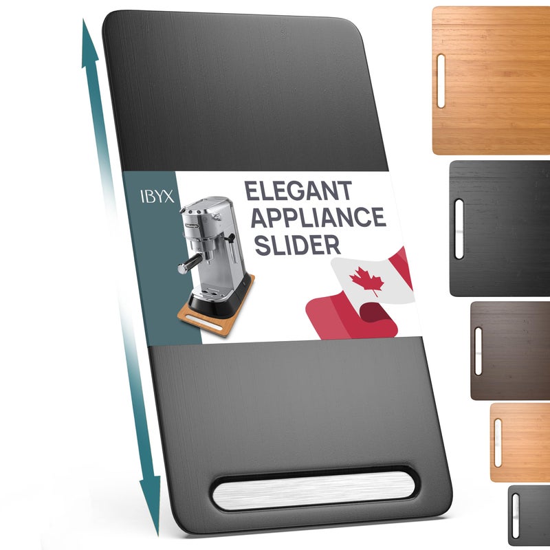Ibyx Elegant Sliding Tray for Your Coffee Maker Heavy Kitchen Appliances Sturdy Slides Easily from Under The Cabinet Black 75W x 145D