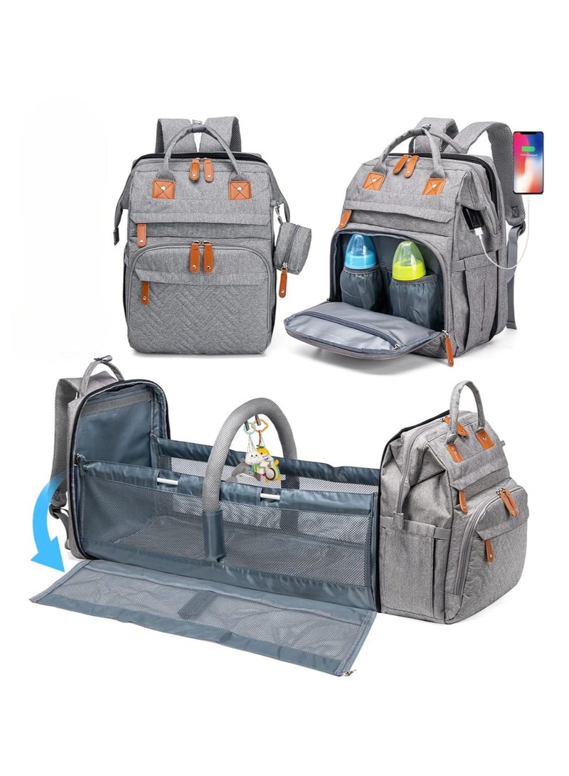 Newborn Baby Essential Multifunction Baby Diaper Backpack with Changing pad & Stroller Straps & Pacifier Case Mosquito Net & USB Charging Port Waterproof Travel Nappy Bags - Image 1