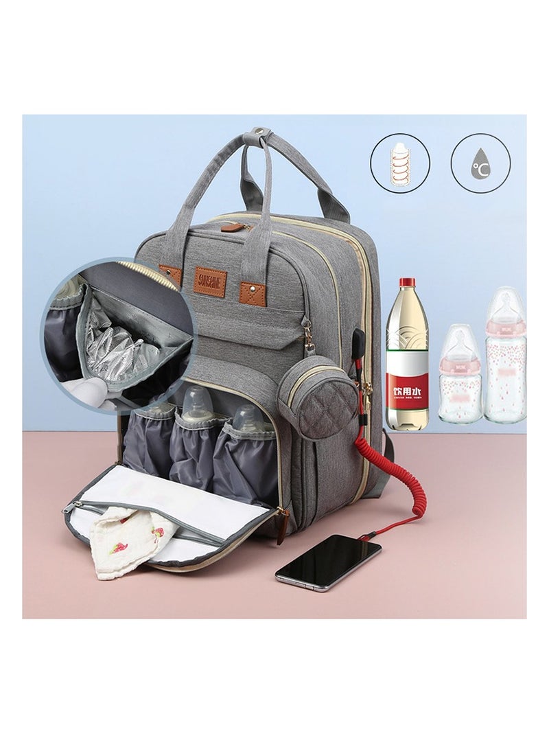 Newborn Baby Essential Multifunction Baby Diaper Backpack with Changing pad & Stroller Straps & Pacifier Case Mosquito Net & USB Charging Port Waterproof Travel Nappy Bags - Image 2