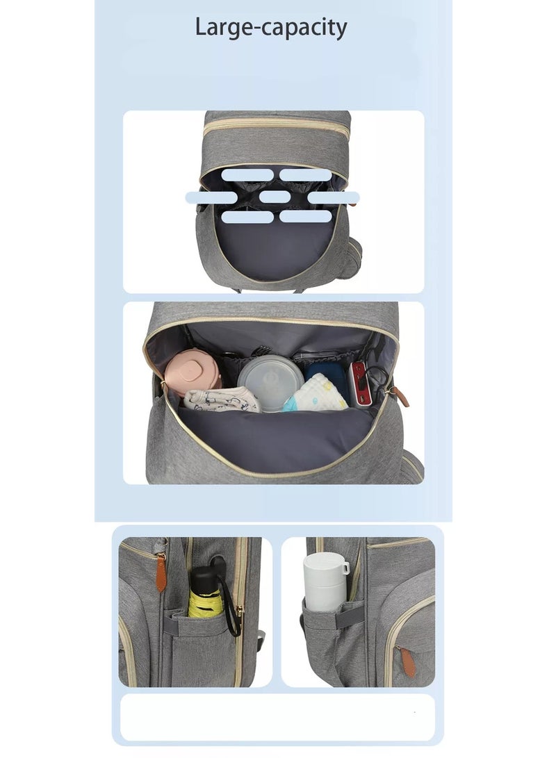 Newborn Baby Essential Multifunction Baby Diaper Backpack with Changing pad & Stroller Straps & Pacifier Case Mosquito Net & USB Charging Port Waterproof Travel Nappy Bags - Image 5