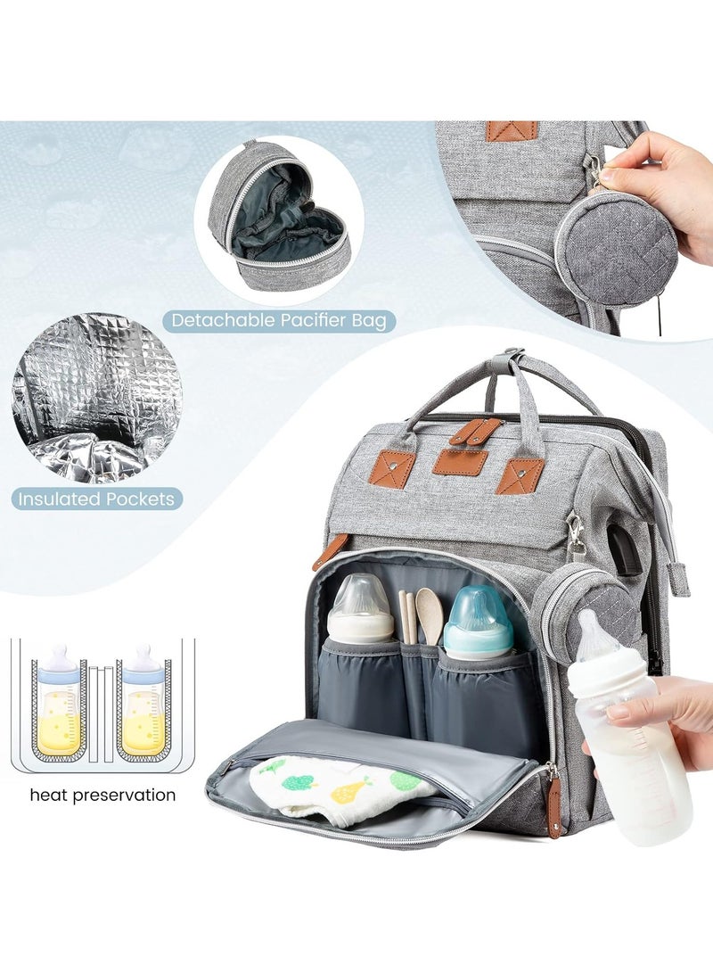 Newborn Baby Essential Multifunction Baby Diaper Backpack with Changing pad & Stroller Straps & Pacifier Case Mosquito Net & USB Charging Port Waterproof Travel Nappy Bags - Image 3