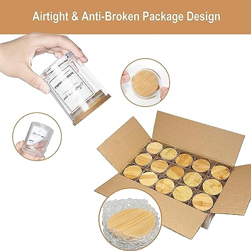 CONNOO 15 Pack 7 OZ Clear Candle Jars with Bamboo Lids, Thick Glass Empty Jars for Making Candles - Dishwasher Safe, in Bulk. - Image 5