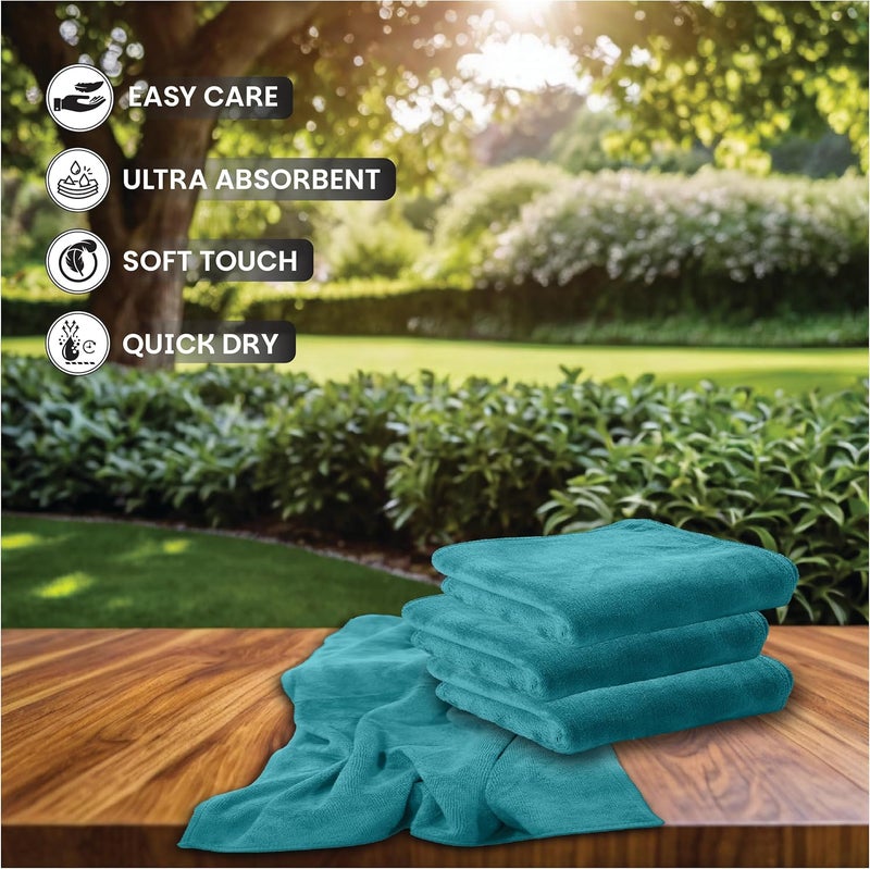 HOUSSE Microfiber 04 Hand Towels 450 GSM Hand Towel for Home Gym Yoga Fitness Weight Lifting Super Soft Dries Fast Super Absorbent Towel Set of 4 60x40 cm Pacific Green Pack of 4 - Image 4