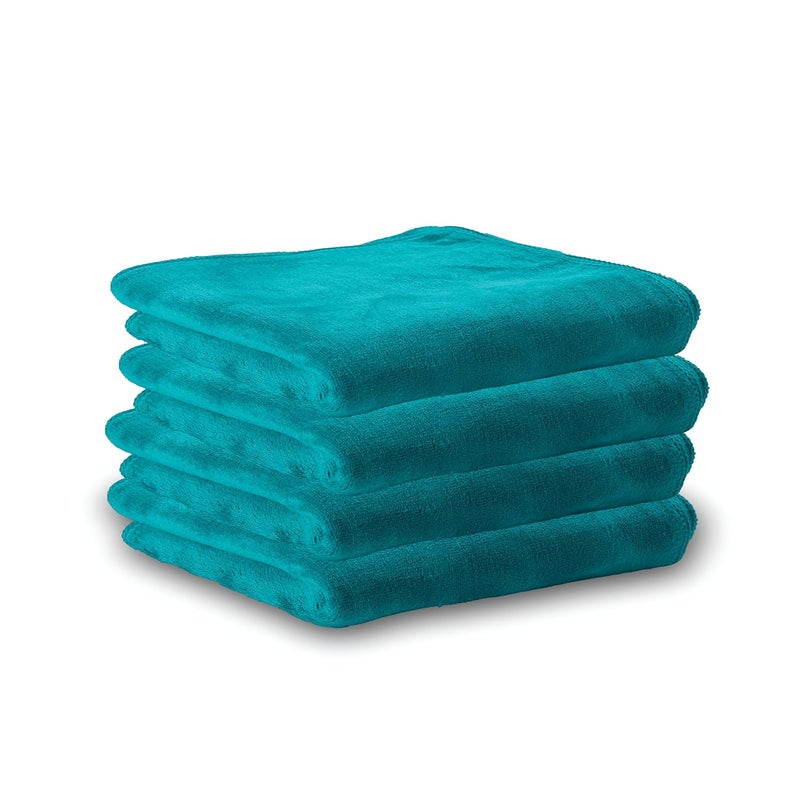 HOUSSE Microfiber 04 Hand Towels 450 GSM Hand Towel for Home Gym Yoga Fitness Weight Lifting Super Soft Dries Fast Super Absorbent Towel Set of 4 60x40 cm Pacific Green Pack of 4 - Image 1