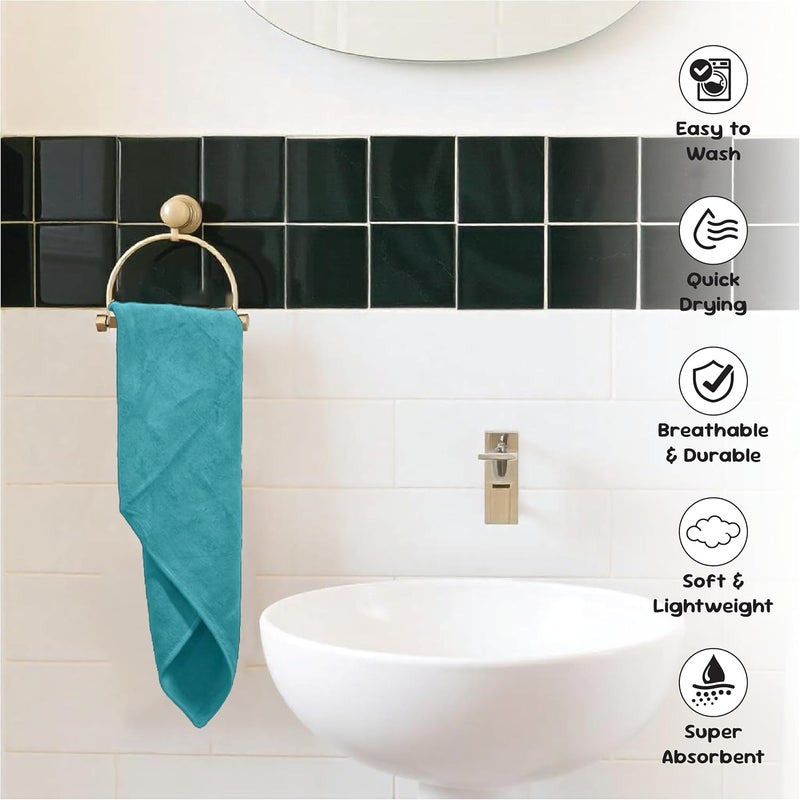HOUSSE Microfiber 04 Hand Towels 450 GSM Hand Towel for Home Gym Yoga Fitness Weight Lifting Super Soft Dries Fast Super Absorbent Towel Set of 4 60x40 cm Pacific Green Pack of 4 - Image 5