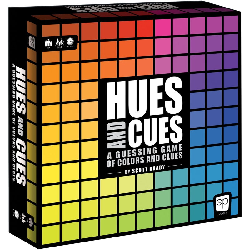 USAopoly HUES and CUES - Vibrant Color Guessing Board Game for 3-10 Players Ages 8+, Connect Clues and Guess from 480 Color Squares - Image 1