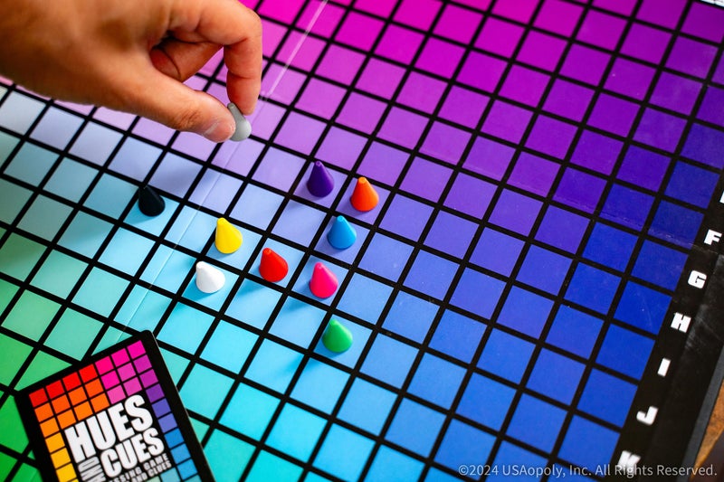 USAopoly HUES and CUES - Vibrant Color Guessing Board Game for 3-10 Players Ages 8+, Connect Clues and Guess from 480 Color Squares - Image 2
