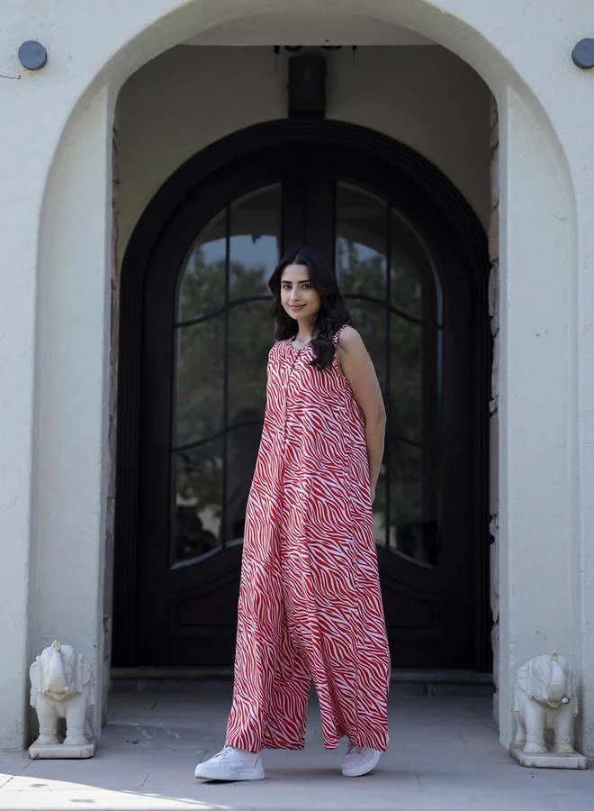 sanskrutihomes Sanskrutihomes Printed Sleeveless Pure Cotton Jumpsuit