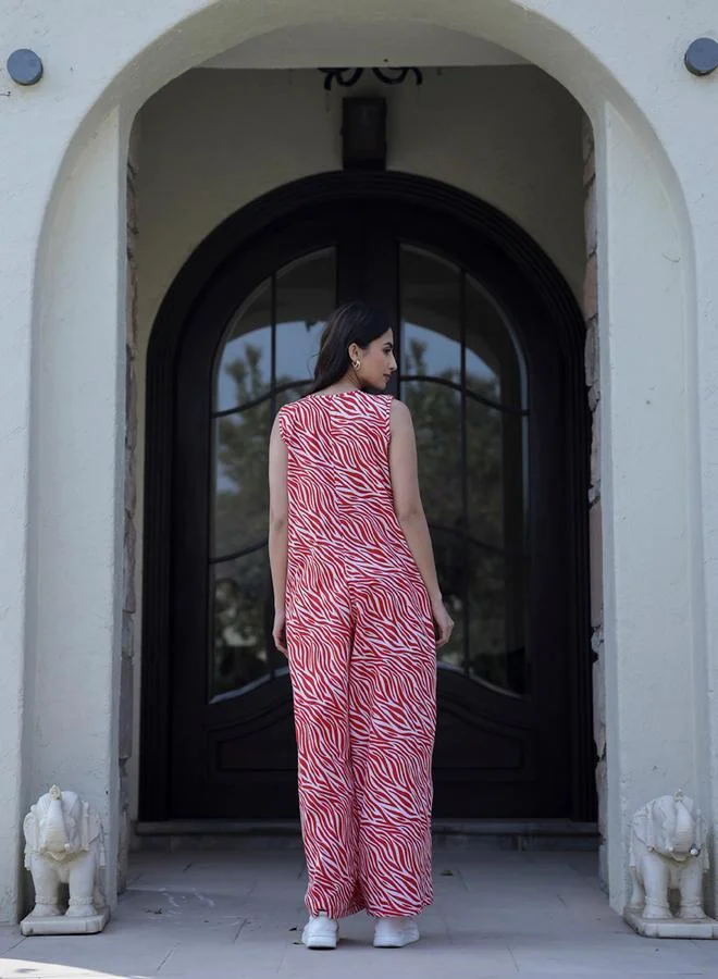 sanskrutihomes Sanskrutihomes Printed Sleeveless Pure Cotton Jumpsuit