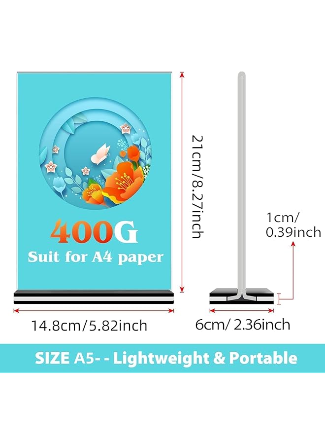 erorex 5 Pack Double Sided Acrylic Sign Holder A5 Clear Table Menu Display Stand Desktop Display Stand Paper Holder Table Top Sign Holder Suitable For Restaurants Office Home Store A5 - Image 5