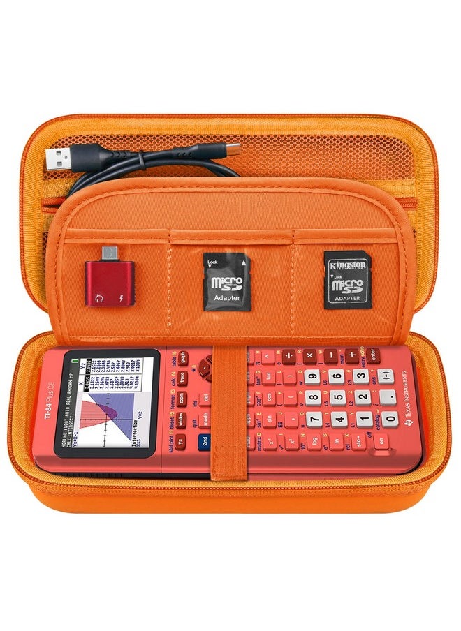 Elonbo Elonbo Carrying Case for Texas Instruments TI-84 Plus CE/TI-84 Plus/TI-83 Plus CE/Casio fx-9750GII Color Graphing Calculator, Extra Mesh Pocket Fits Charging Cable, Charger, Manual, Orange  - Image 1