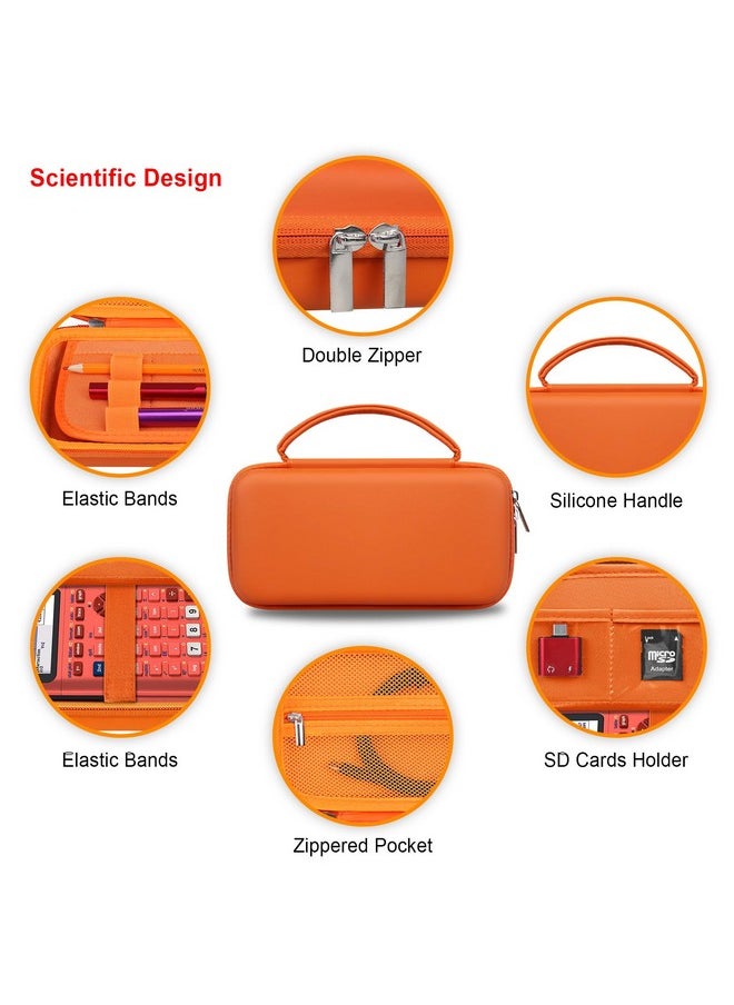 Elonbo Elonbo Carrying Case for Texas Instruments TI-84 Plus CE/TI-84 Plus/TI-83 Plus CE/Casio fx-9750GII Color Graphing Calculator, Extra Mesh Pocket Fits Charging Cable, Charger, Manual, Orange  - Image 4