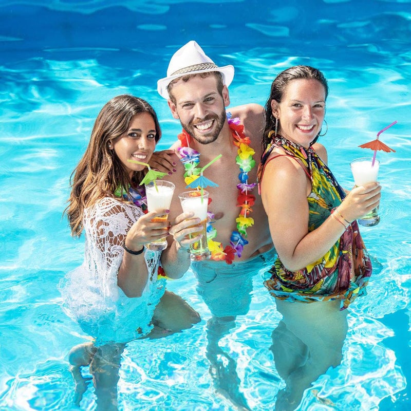 ALINK 50pcs Umbrella Straws  Long Cocktail Drink Umbrellas Fancy Flower Bar Straws  Tropical Summber Beach Luau Tiki Hawaiian Party Straws Decorations - Flower - Image 5