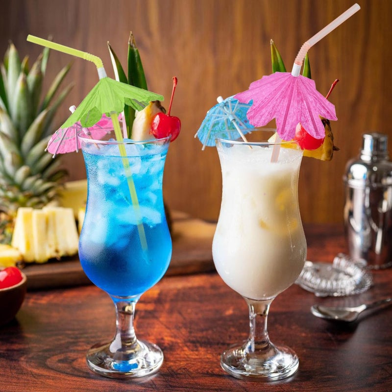 ALINK 50pcs Umbrella Straws  Long Cocktail Drink Umbrellas Fancy Flower Bar Straws  Tropical Summber Beach Luau Tiki Hawaiian Party Straws Decorations - Flower - Image 4