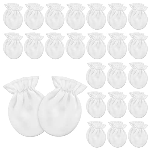Vabean 24 Pairs Preemie Baby Mittens No Scratch Cotton Gloves 06 Months Premature Baby Mittens for Boys Girls NewbornWhite - Image 1
