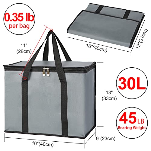 CIVJET 1Pack Insulated Reusable Grocery Bags XLarge Insulated Food Delivery Bag for DoordashCateringUber Eats Commercial Food Warmer for Shopping Tote Cooler Bags Dark Grey - Image 3