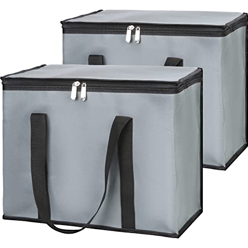 CIVJET 1Pack Insulated Reusable Grocery Bags XLarge Insulated Food Delivery Bag for DoordashCateringUber Eats Commercial Food Warmer for Shopping Tote Cooler Bags Dark Grey - Image 1