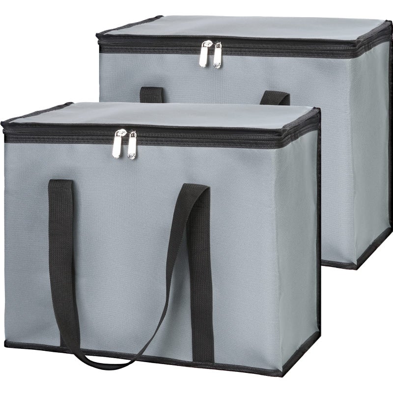 CIVJET 1Pack Insulated Reusable Grocery Bags XLarge Insulated Food Delivery Bag for DoordashCateringUber Eats Commercial Food Warmer for Shopping Tote Cooler Bags Dark Grey - Image 2