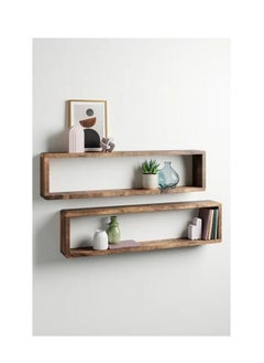 Home Gallery 2 Piece Natural Solid Wood Floating Shelf 65x12x12 cm  - Image 5