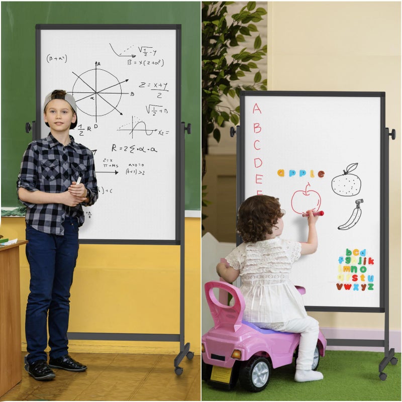 Reliaboard Rolling Whiteboard on Wheels, 32x48 Inches Double-Sided Magnetic Dry Erase Board with Stand, Height Adjustable Mobile White Board Easel for Classroom Home Office Black - Image 3