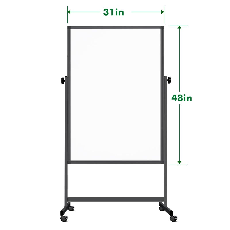 Reliaboard Rolling Whiteboard on Wheels, 32x48 Inches Double-Sided Magnetic Dry Erase Board with Stand, Height Adjustable Mobile White Board Easel for Classroom Home Office Black - Image 2
