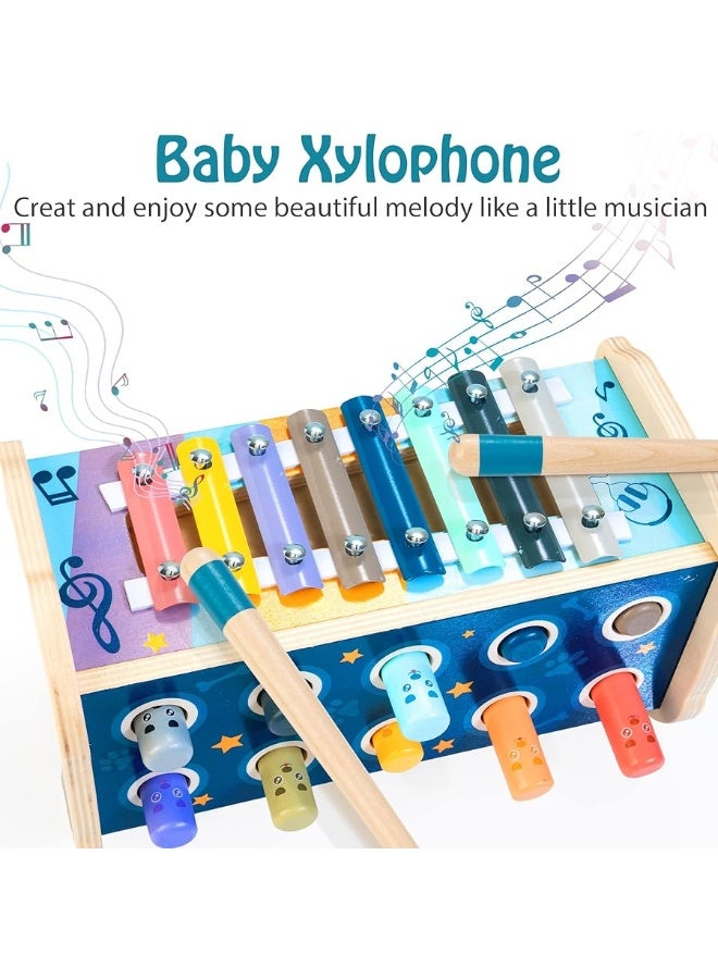 KIDWILL Wooden Hammering Pounding Toy for 12+ Months Kids, Montessori Toys for 1+ Year Old Babies, Early Development Toy with Pounding Bench, Xylophone, Number Sorting Maze, Gifts for Toddlers Age 1-2 - Image 3