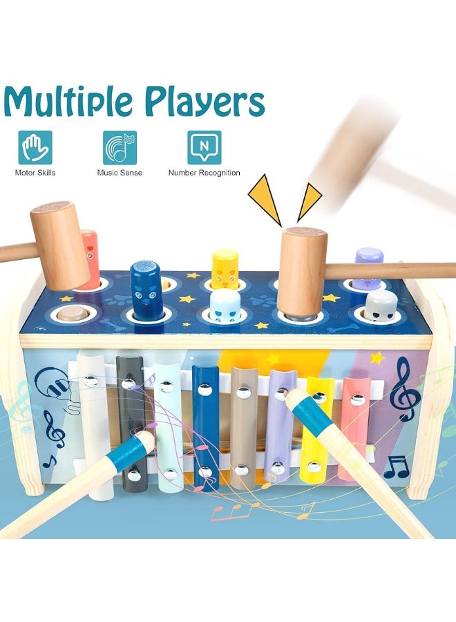 KIDWILL Wooden Hammering Pounding Toy for 12+ Months Kids, Montessori Toys for 1+ Year Old Babies, Early Development Toy with Pounding Bench, Xylophone, Number Sorting Maze, Gifts for Toddlers Age 1-2 - Image 4